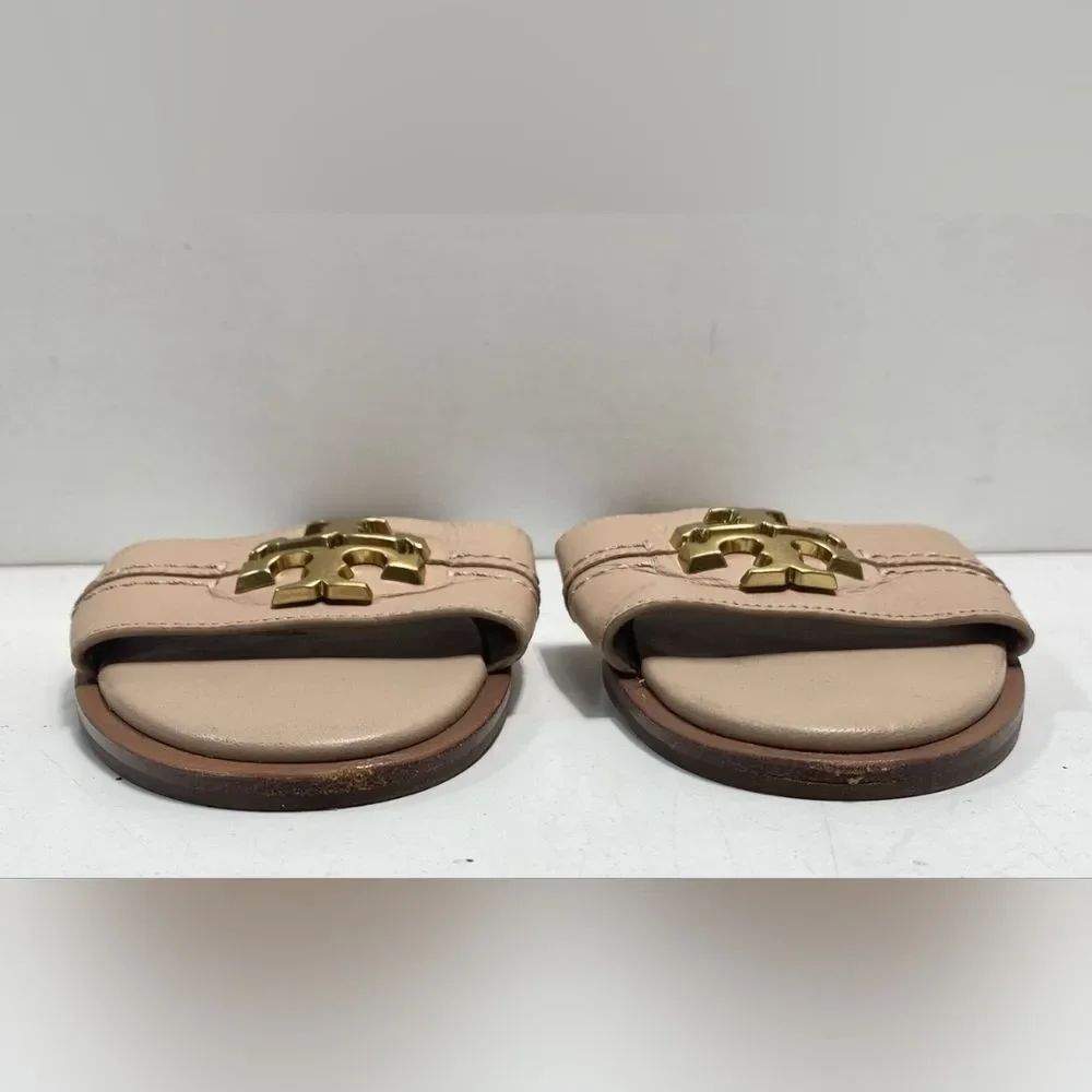 Tory Burch Designer Everly Tan Cream Beige Slide Sandals 7